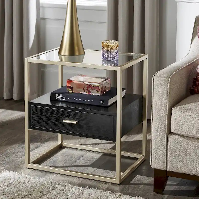 Table d'appoint Spumante Champagne Silver Finish avec rangement par iNSPIRE Q Bold