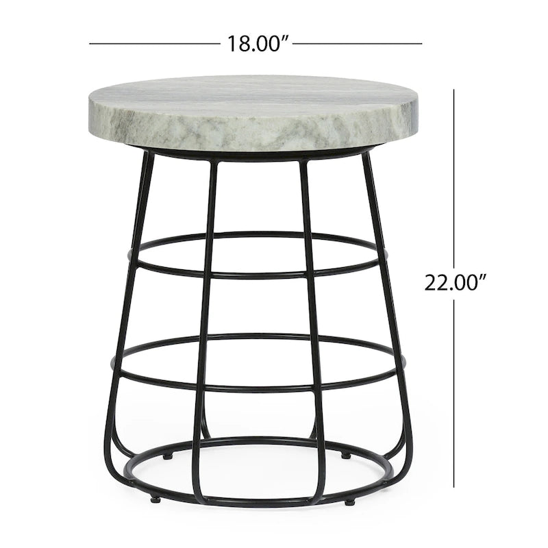 Tavolino laterale Woodbine Modern Handcrafted in marmo di Christopher Knight Home - 18.00 L x 18.00 P x 22.00 H