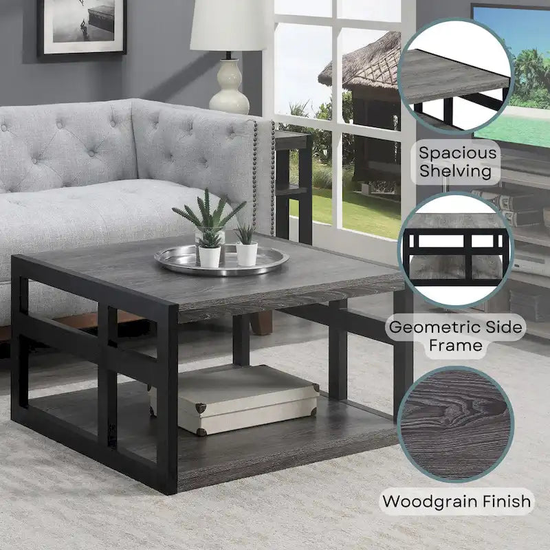 Tavolino da salotto quadrato Monterey di Convenience Concepts con ripiano