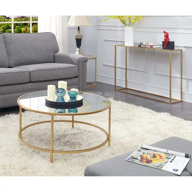 Tavolino rotondo Gold Coast di Convenience Concepts in finto marmo
