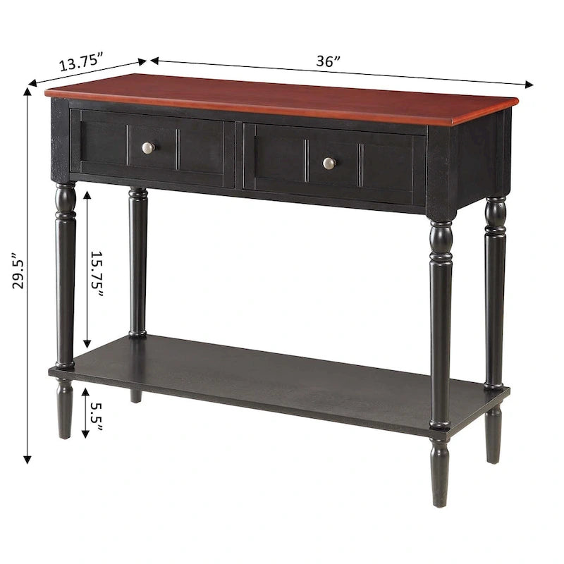 Console de couloir à 2 tiroirs avec étagère Convenience Concepts French Country