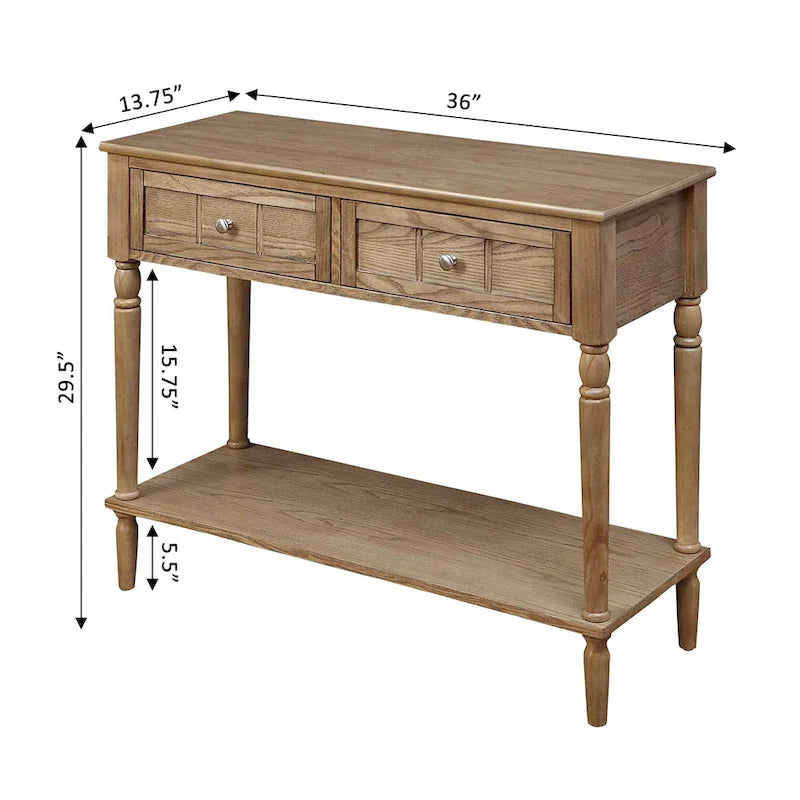 Console de couloir à 2 tiroirs avec étagère Convenience Concepts French Country