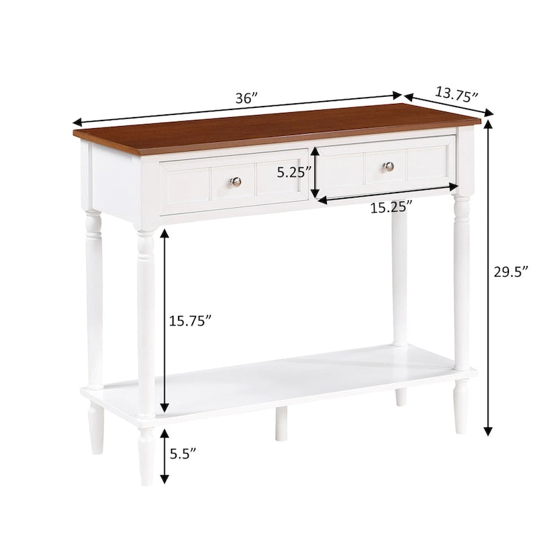 Console de couloir à 2 tiroirs avec étagère Convenience Concepts French Country