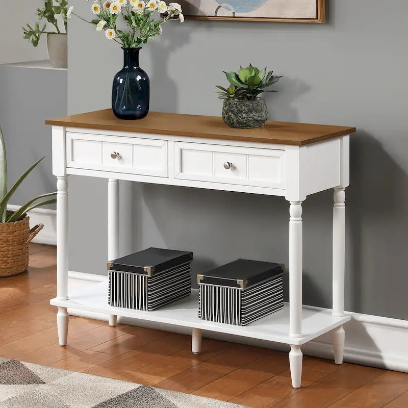 Console de couloir à 2 tiroirs avec étagère Convenience Concepts French Country