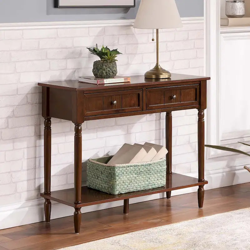 Console de couloir à 2 tiroirs avec étagère Convenience Concepts French Country