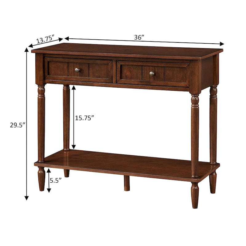 Console de couloir à 2 tiroirs avec étagère Convenience Concepts French Country