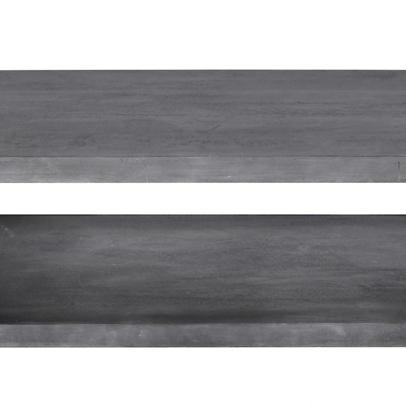 Tavolino da caffè in legno Keli da 58 pollici a forma di cubo con ripiano inferiore aperto, grigio antracite