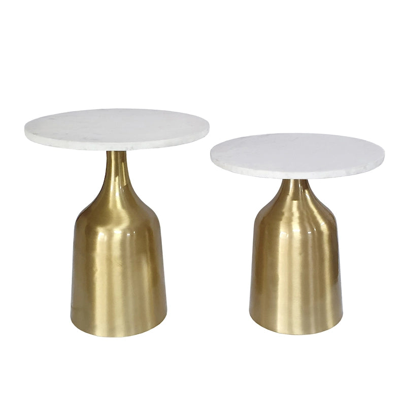 Tables trompettes Sergilis en acacia et aluminium A&B Home - Lot de 2