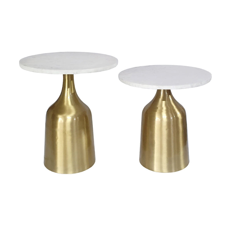 Tables trompettes Sergilis en acacia et aluminium A&B Home - Lot de 2