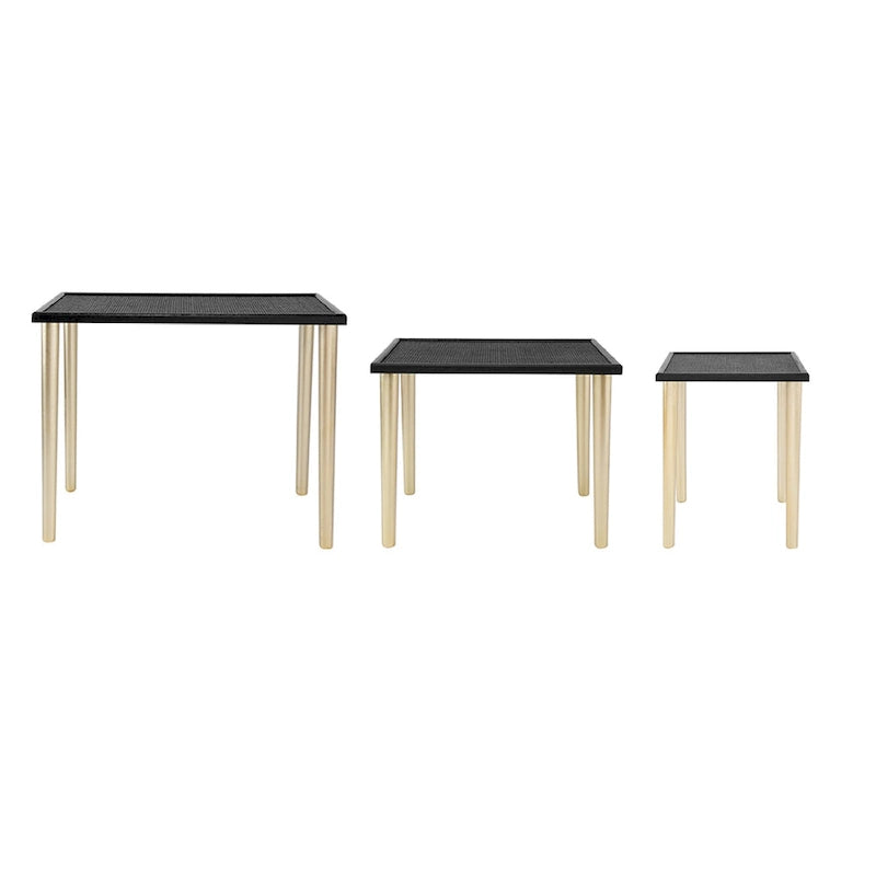 A&B Home Tavolini Nido Bicolore - Set da 3 - Nero/Oro