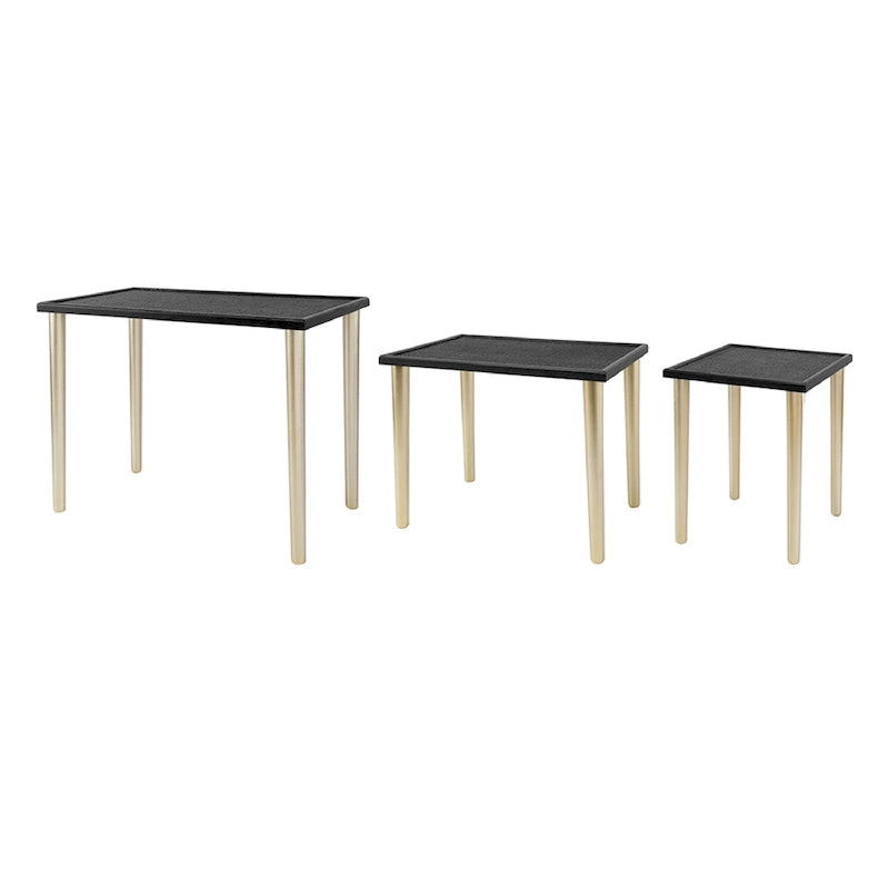 A&B Home Tavolini Nido Bicolore - Set da 3 - Nero/Oro