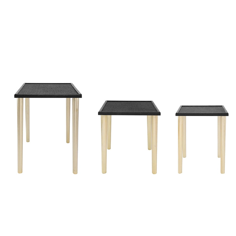 A&B Home Tavolini Nido Bicolore - Set da 3 - Nero/Oro