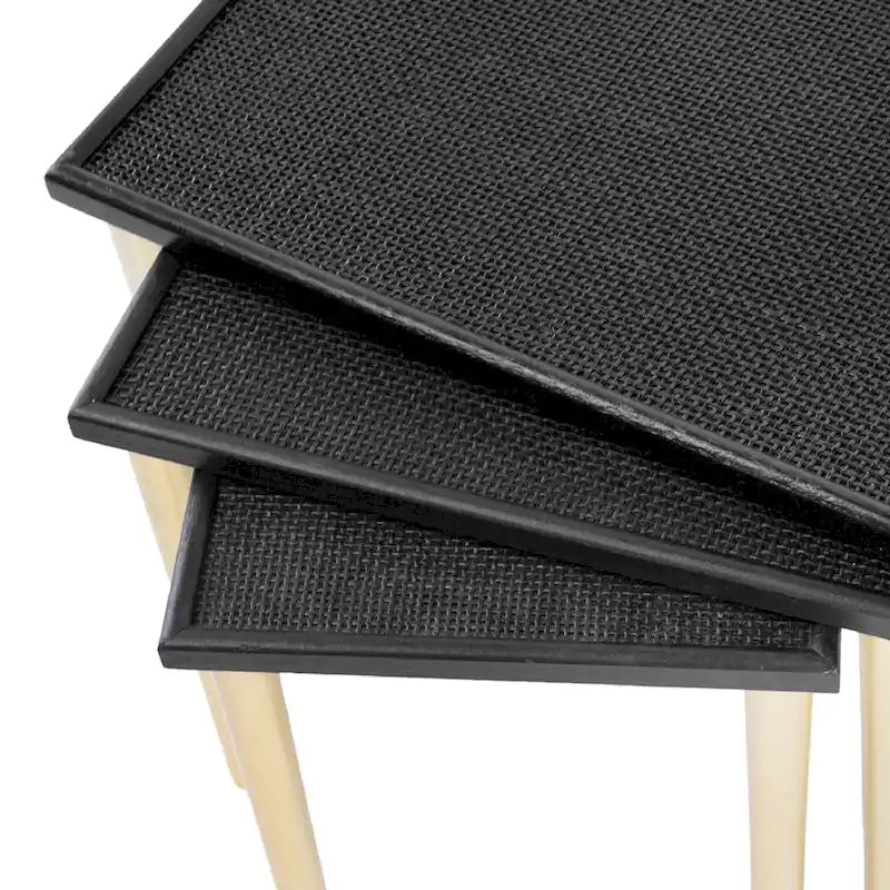 A&B Home Tavolini Nido Bicolore - Set da 3 - Nero/Oro