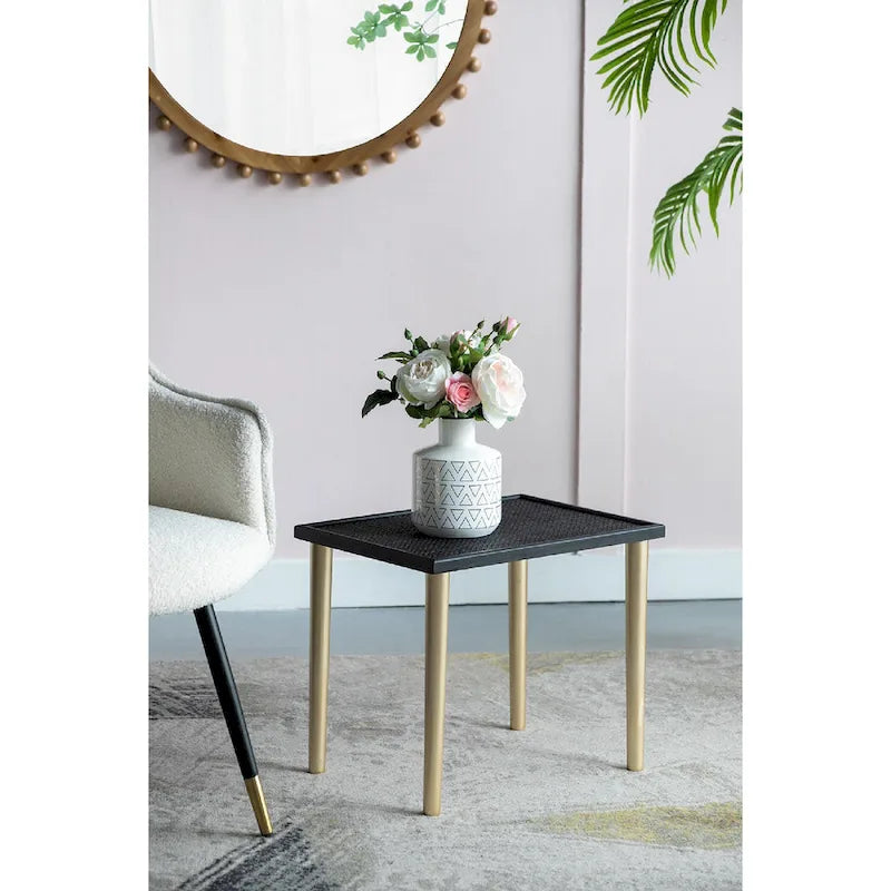 A&B Home Tavolini Nido Bicolore - Set da 3 - Nero/Oro