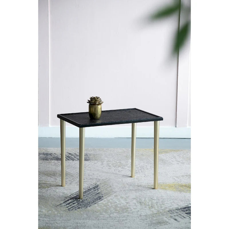 A&B Home Tavolini Nido Bicolore - Set da 3 - Nero/Oro