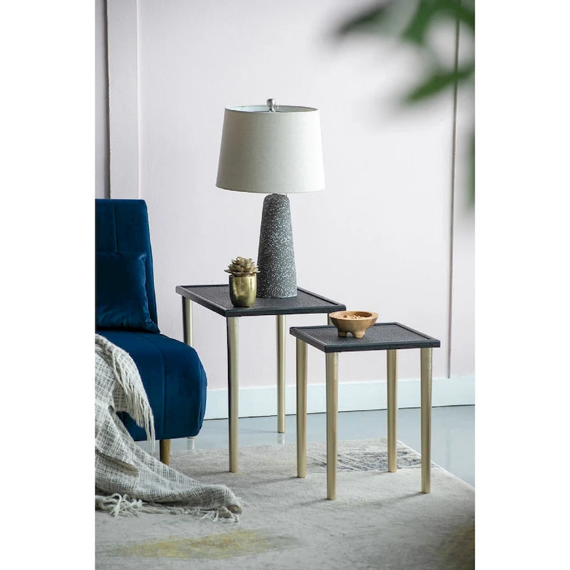 A&B Home Tavolini Nido Bicolore - Set da 3 - Nero/Oro