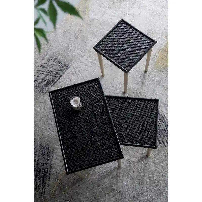 A&B Home Tavolini Nido Bicolore - Set da 3 - Nero/Oro