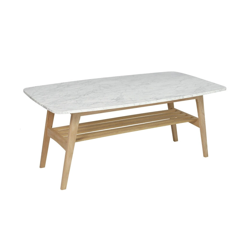 Belle table basse en marbre blanc de Carrare italien pour un salon modernisé et élégant