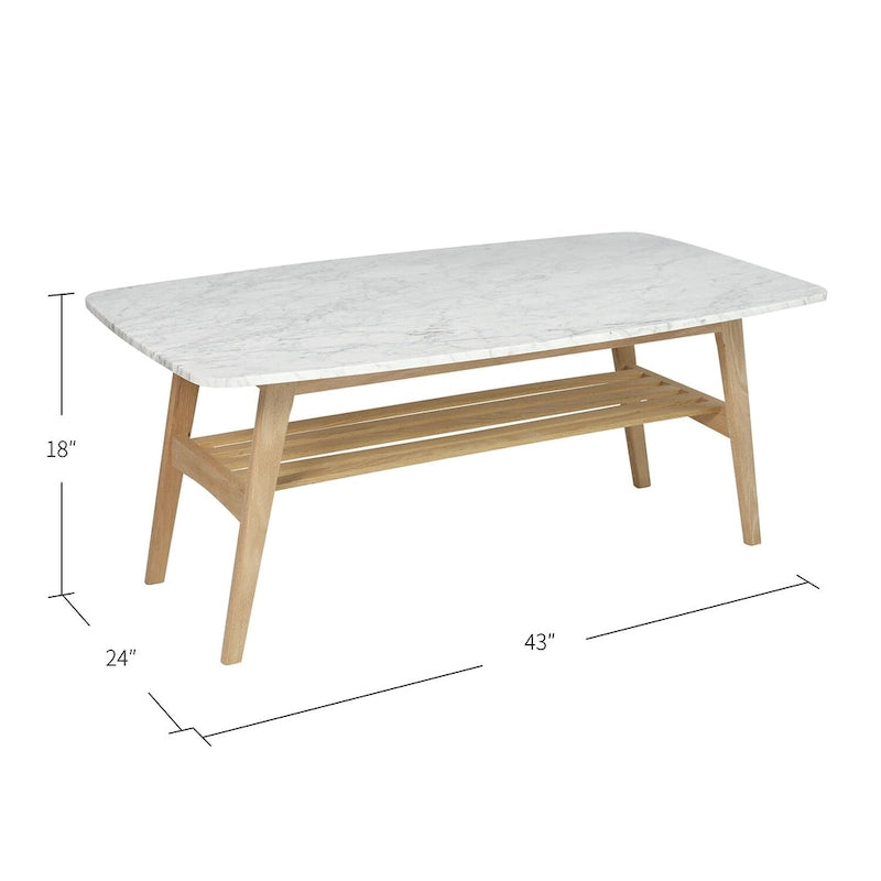 Belle table basse en marbre blanc de Carrare italien pour un salon modernisé et élégant
