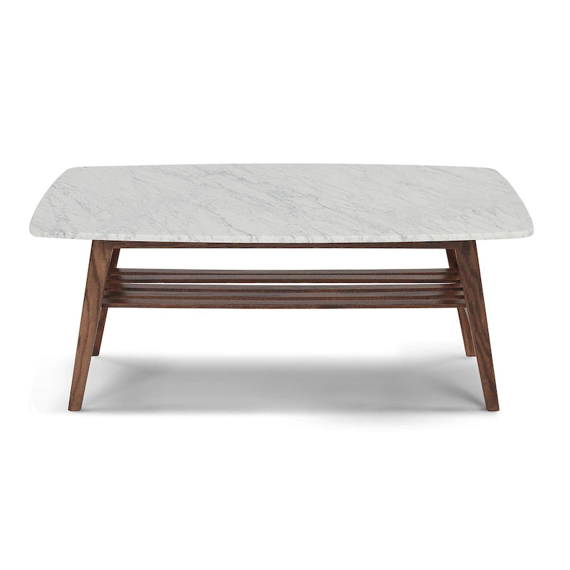 Belle table basse en marbre blanc de Carrare italien pour un salon modernisé et élégant