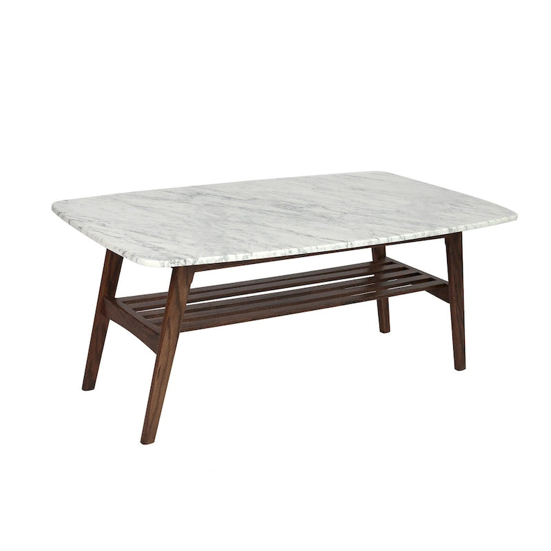 Belle table basse en marbre blanc de Carrare italien pour un salon modernisé et élégant