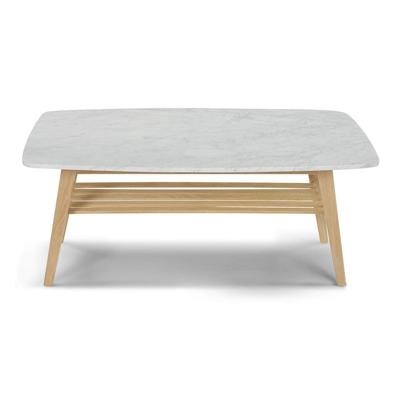 Belle table basse en marbre blanc de Carrare italien pour un salon modernisé et élégant