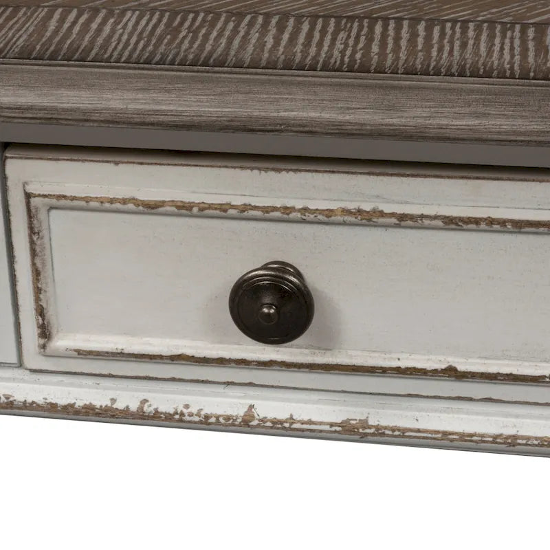 Set 3 Pezzi Magnolia Manor Bianco Antico (1 Tavolino da Salotto, 2 Tavolini Laterali)