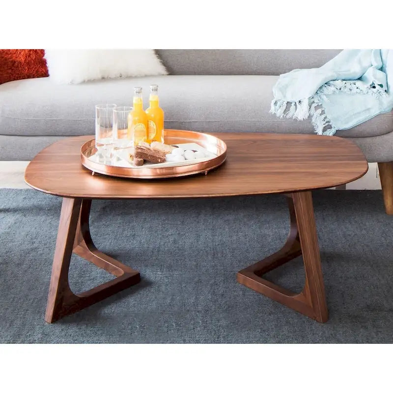 Tavolino da caffè moderno Aurelle Home Gideon in noce massiccio - 42 x 27,5 x 15