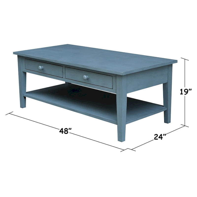 Tavolino da caffè Spencer in Parawood massiccio - 122 cm L x 61 cm P x 48 cm H