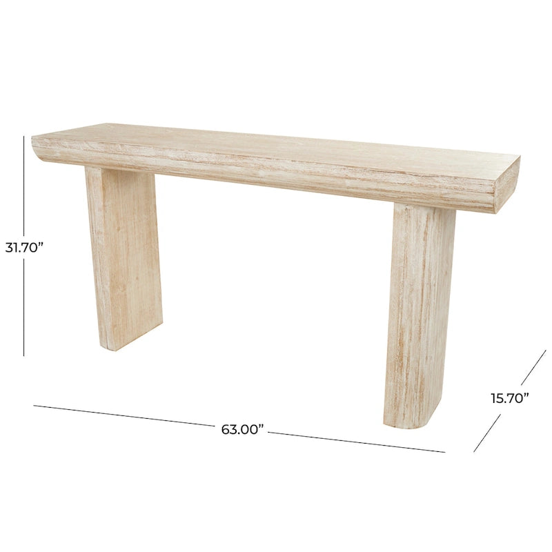 Consolle Semplice in Legno con Gambe a Blocco - Beige - Roche River Decor - 16Lx63Px32A