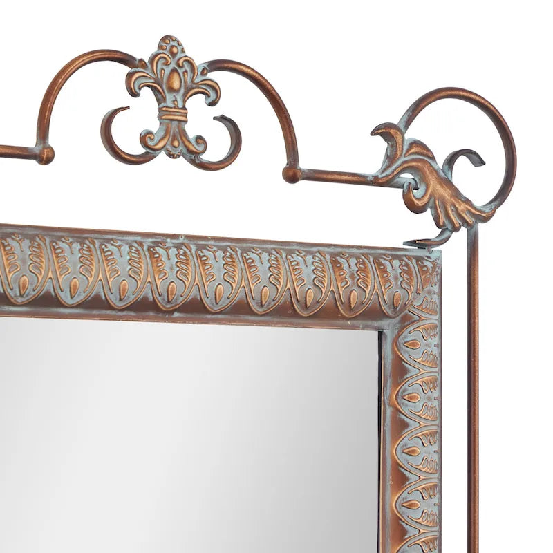 Console en métal feuillagé avec miroir et pieds à volutes - Lot de 2 en bronze - Décoration Roche River - 1W x 23L x 32H