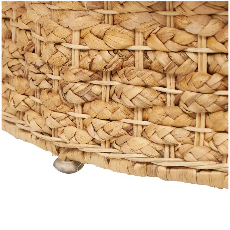 Tavolino da Caffè o d'Appoggio Affusolato in Rattan e Erba Marina Intrecciato a Mano con Piano in Vetro, Marrone Roche River Decor
