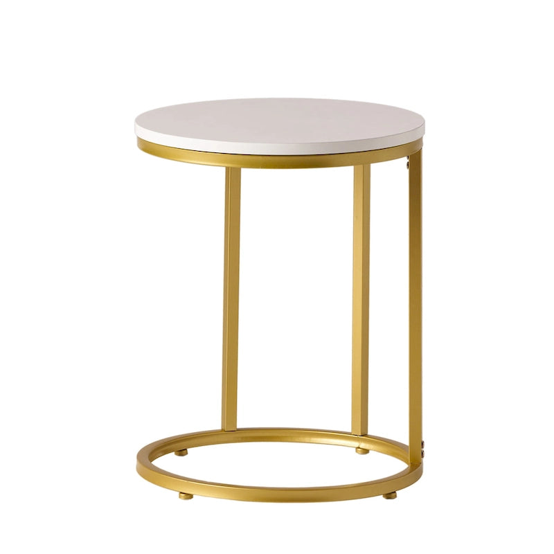 Table d'appoint en forme de C en fer et faux bois Ingelsol par Christopher Knight Home