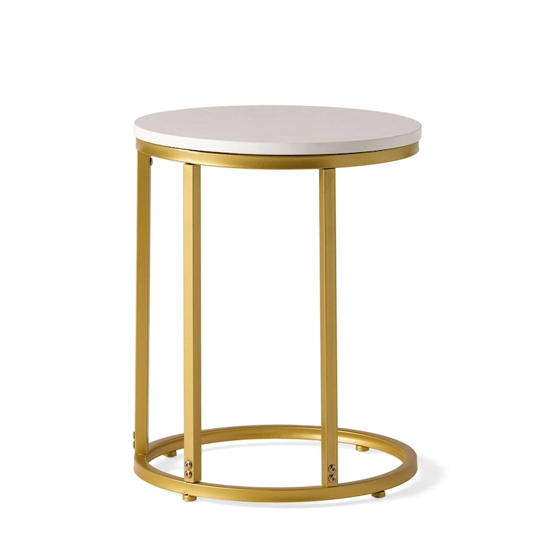 Table d'appoint en forme de C en fer et faux bois Ingelsol par Christopher Knight Home