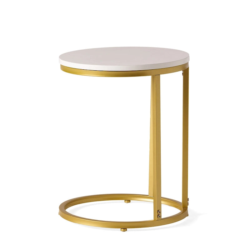 Table d'appoint en forme de C en fer et faux bois Ingelsol par Christopher Knight Home