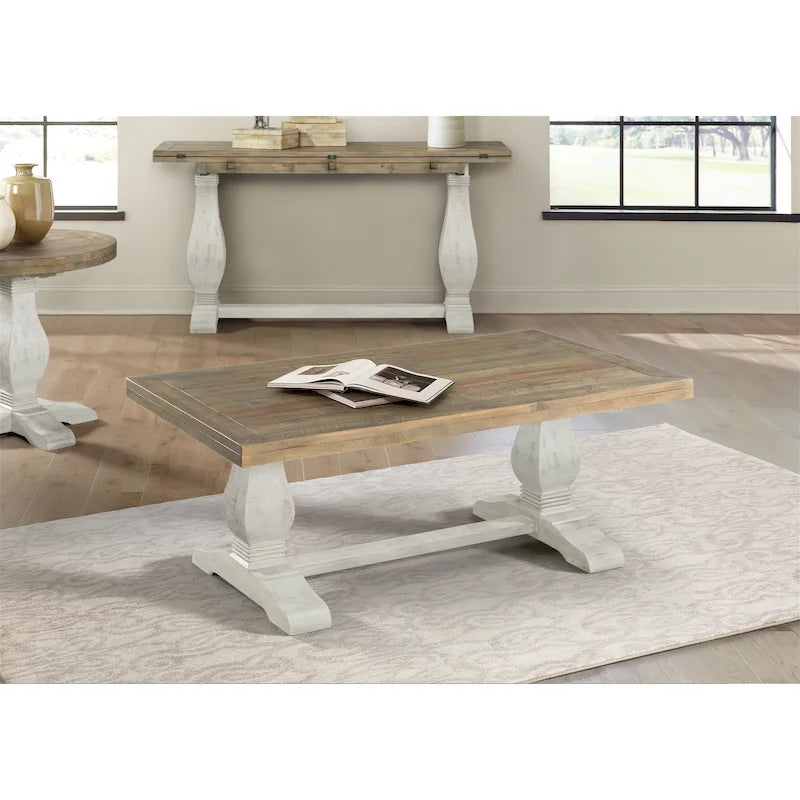 Table basse piédestal Napa 50 en bois massif