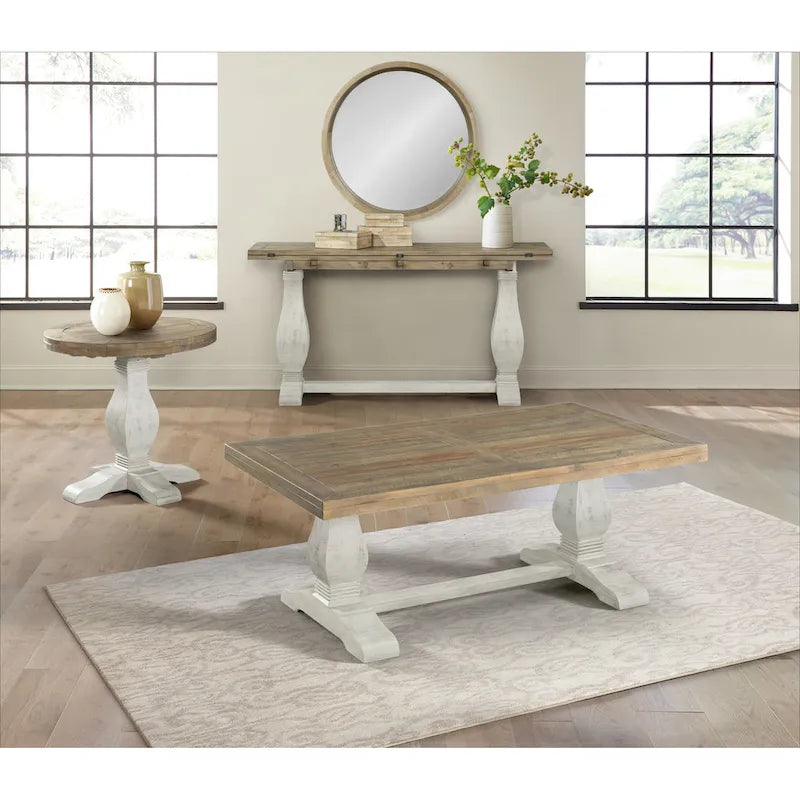 Table basse piédestal Napa 50 en bois massif