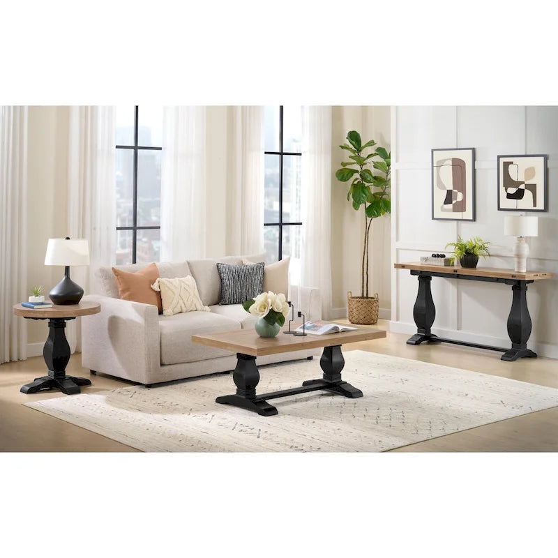 Table basse piédestal Napa 50 en bois massif