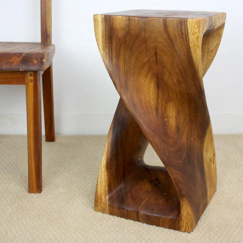 Sgabello Haussmann Original Wood Twist Olio Di Noce 12 X 12 X 23 Pollici Di Altezza - 12 x 12 x 23