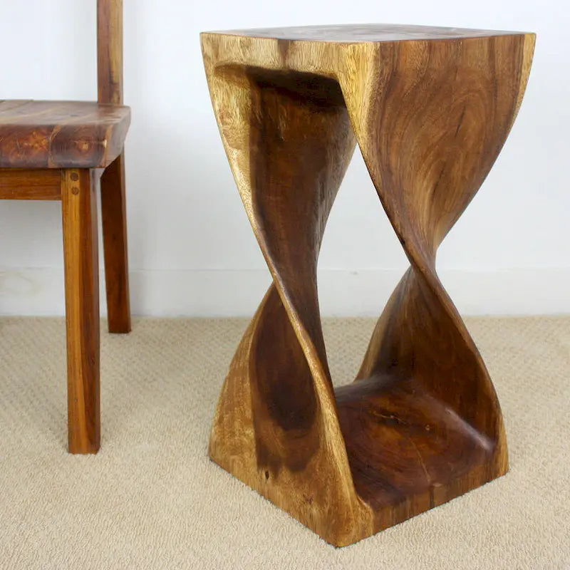 Sgabello Haussmann Original Wood Twist Olio Di Noce 12 X 12 X 23 Pollici Di Altezza - 12 x 12 x 23