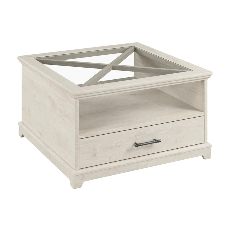 Tavolino da caffè in vetro Lennox Farmhouse con contenitore di Bush Furniture