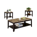 Set tavolo 3 pezzi con piano in marmo, Noce