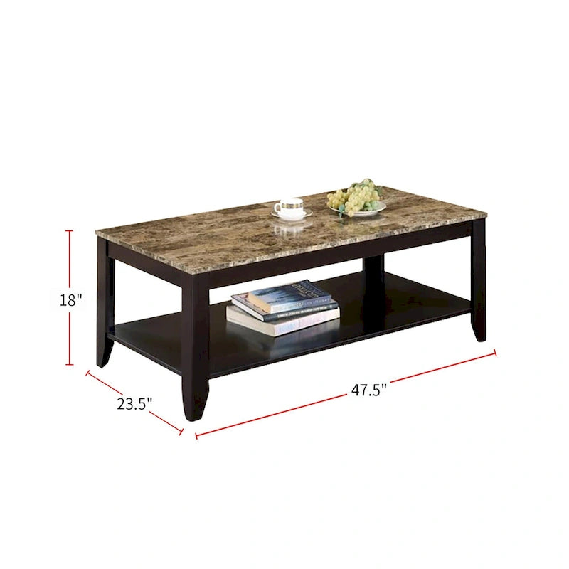 Set tavolo 3 pezzi con piano in marmo, Noce