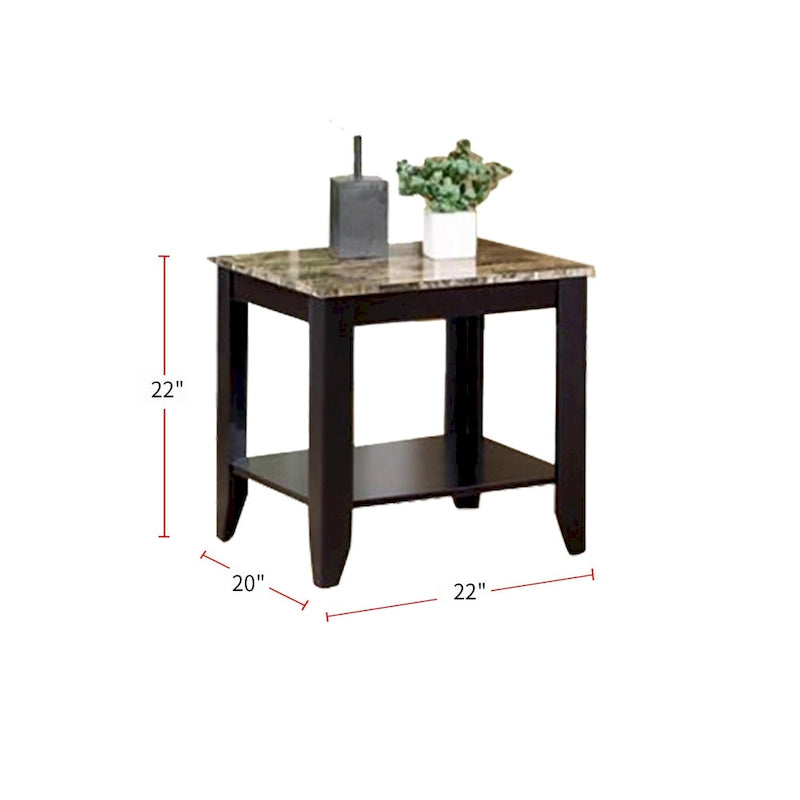 Set tavolo 3 pezzi con piano in marmo, Noce