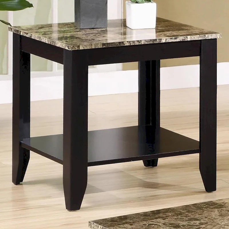 Set tavolo 3 pezzi con piano in marmo, Noce