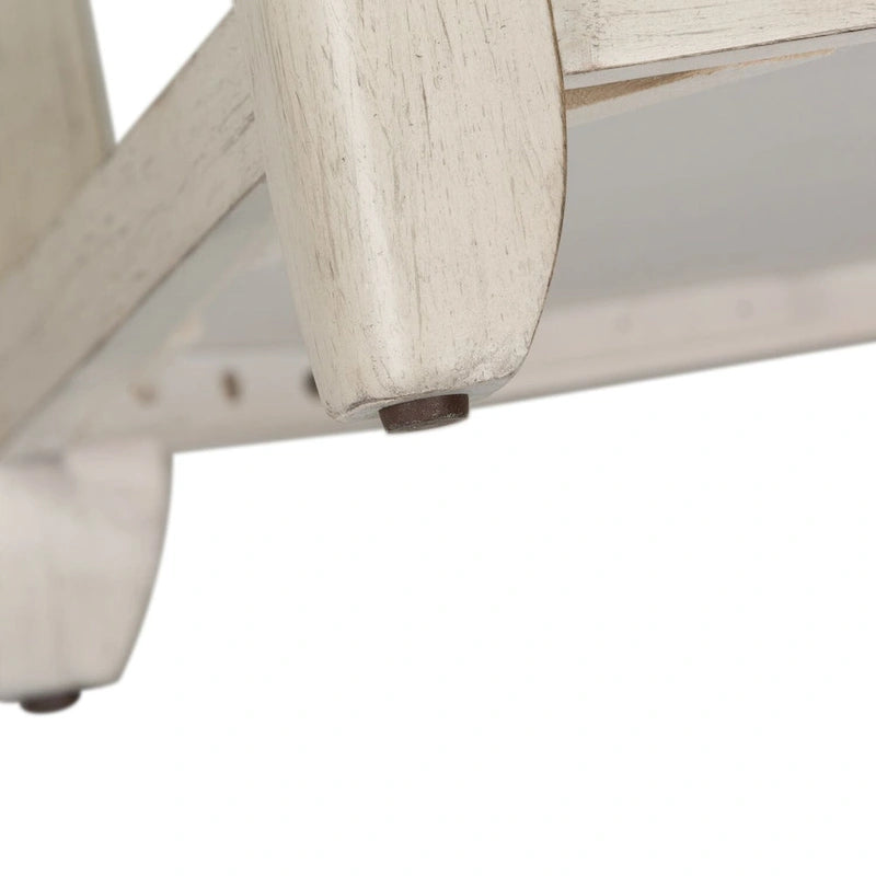 Tavolino Antico Bianco Stile Rustico Rinnovato con Cesto