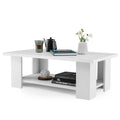 Table basse en bois de 36 pouces avec étagère de rangement, grande table à thé moderne à 2 niveaux