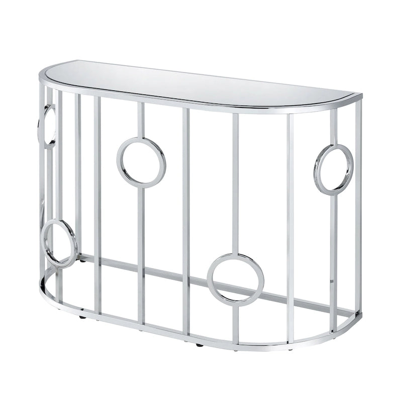 Tavolino da divano Hoop Glam Chrome da 42 pollici con specchio di Furniture of America