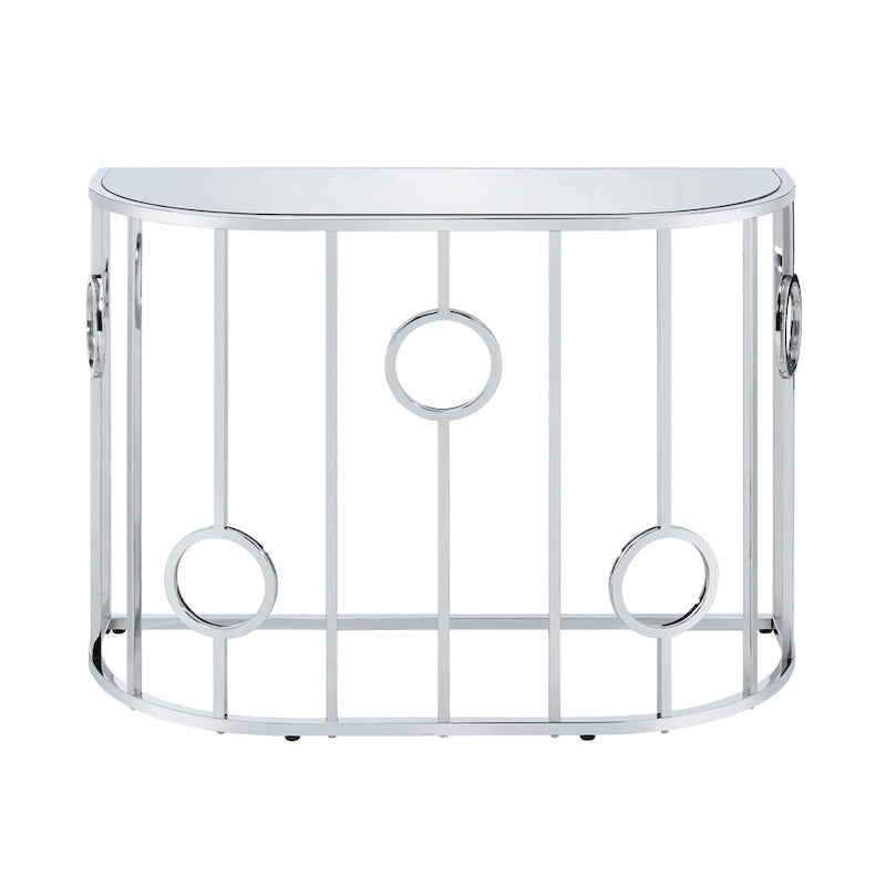 Tavolino da divano Hoop Glam Chrome da 42 pollici con specchio di Furniture of America