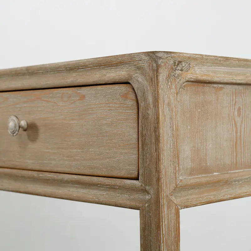 Tavolino laterale Artissance Peking Square con cassetto, altezza 68,5 cm, finitura bianca slavata